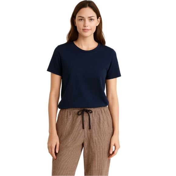 Lands End Seersucker Pants Womens 10 Blue Drawstring Waist Coastal Preppy Comfy - Picture 1 of 13